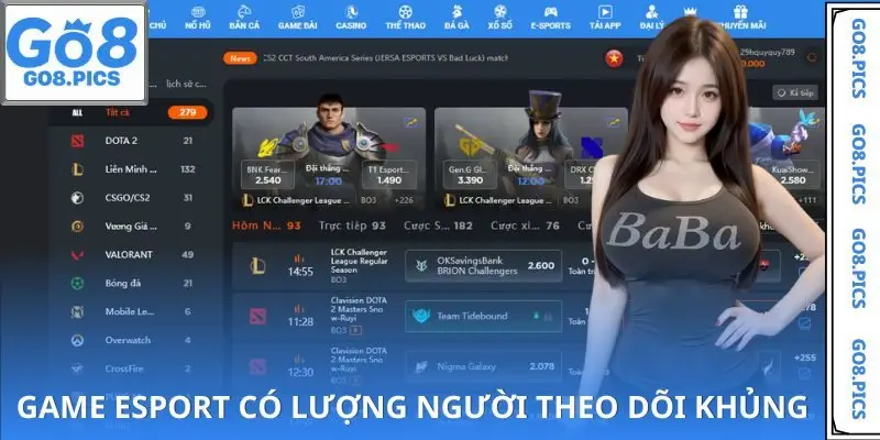 Danh sách trò chơi Esport GO8 nổi bật